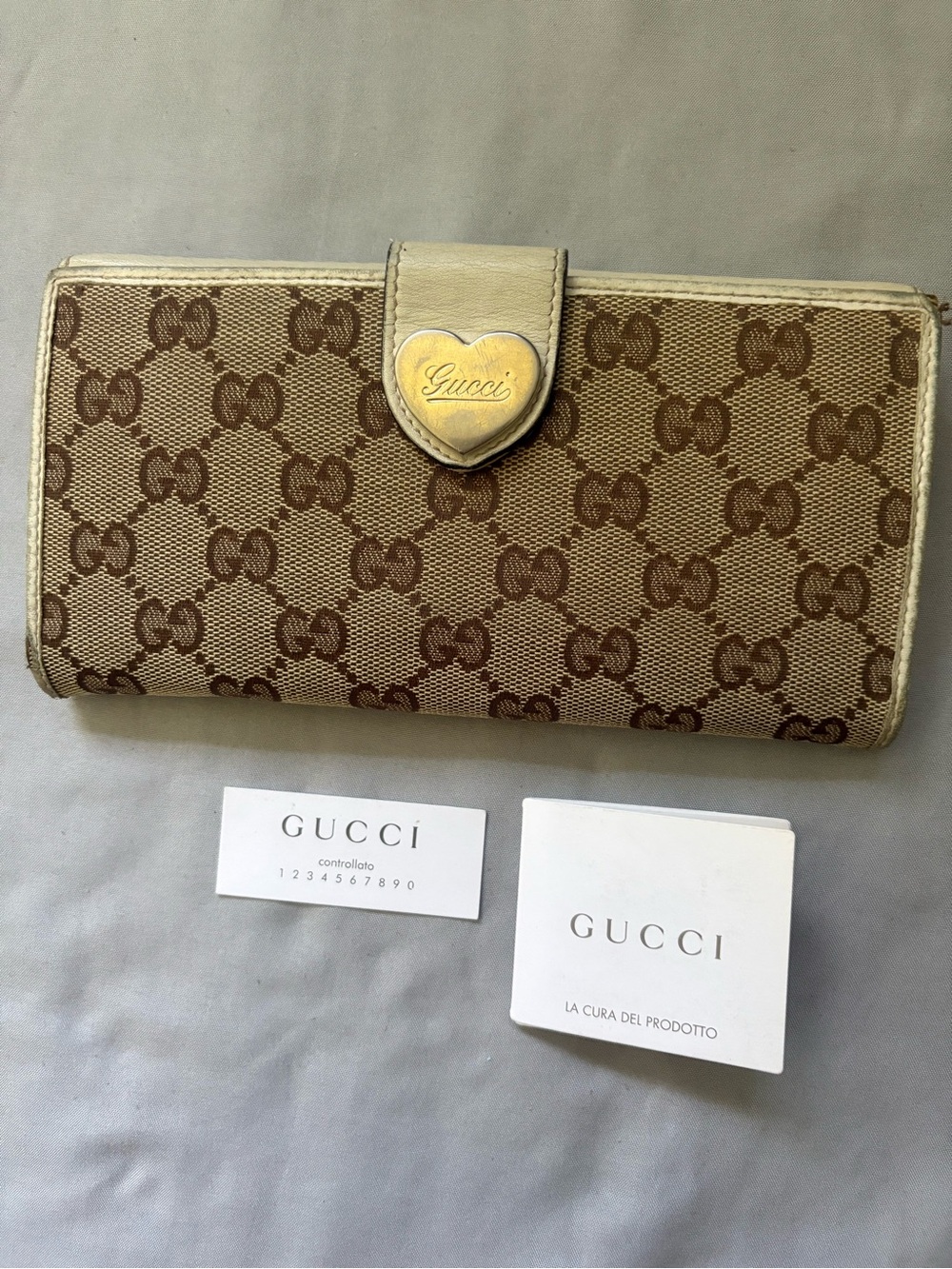 Authentic Gucci Monogram GG Bifold canvas long wallet